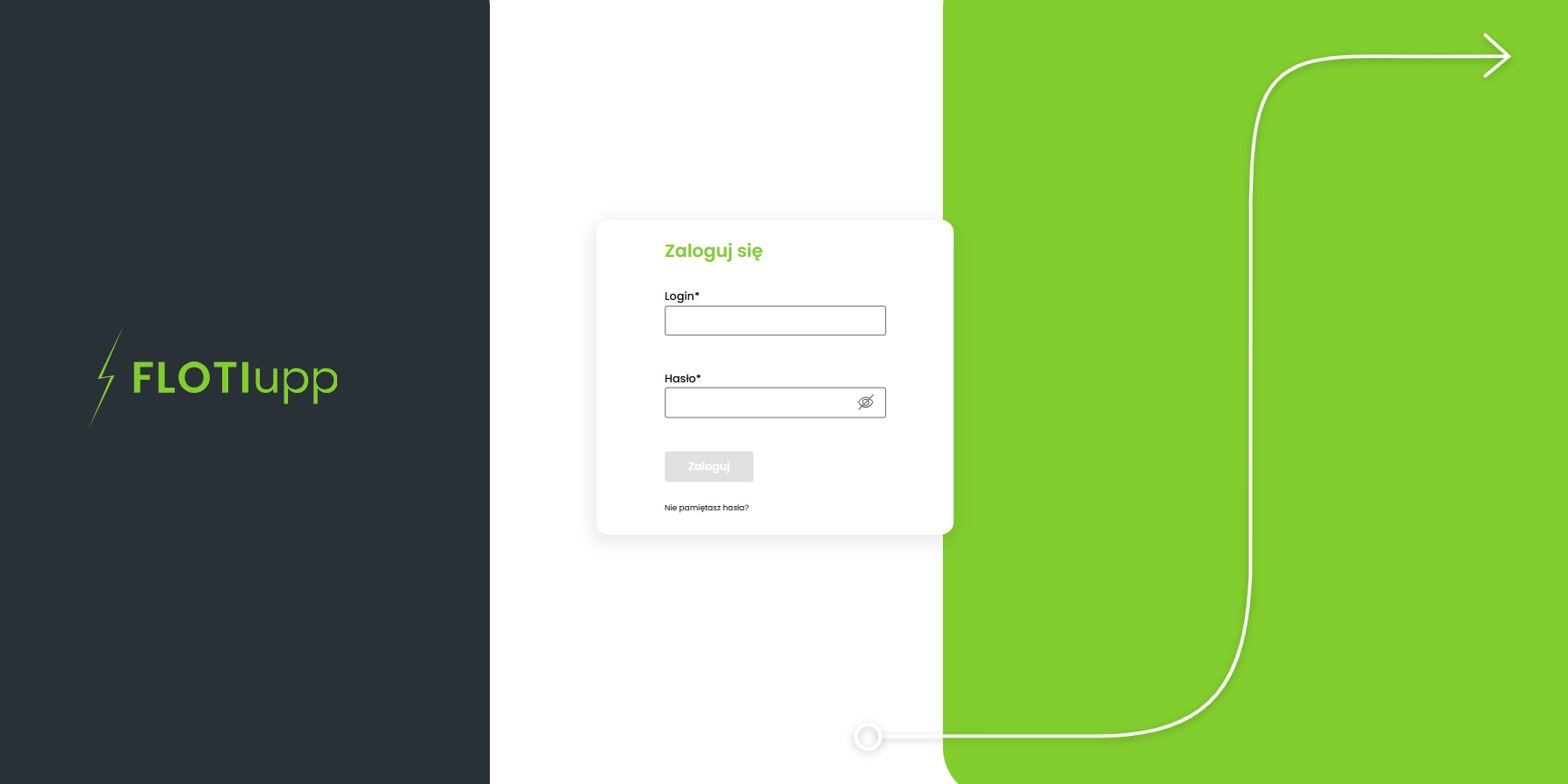 Application login screen